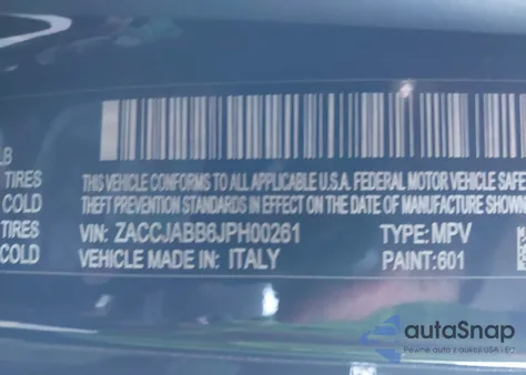 2018 Jeep Renegade Altitude Fwd from USA, damaged, VIN ZACCJABB6JPH00261